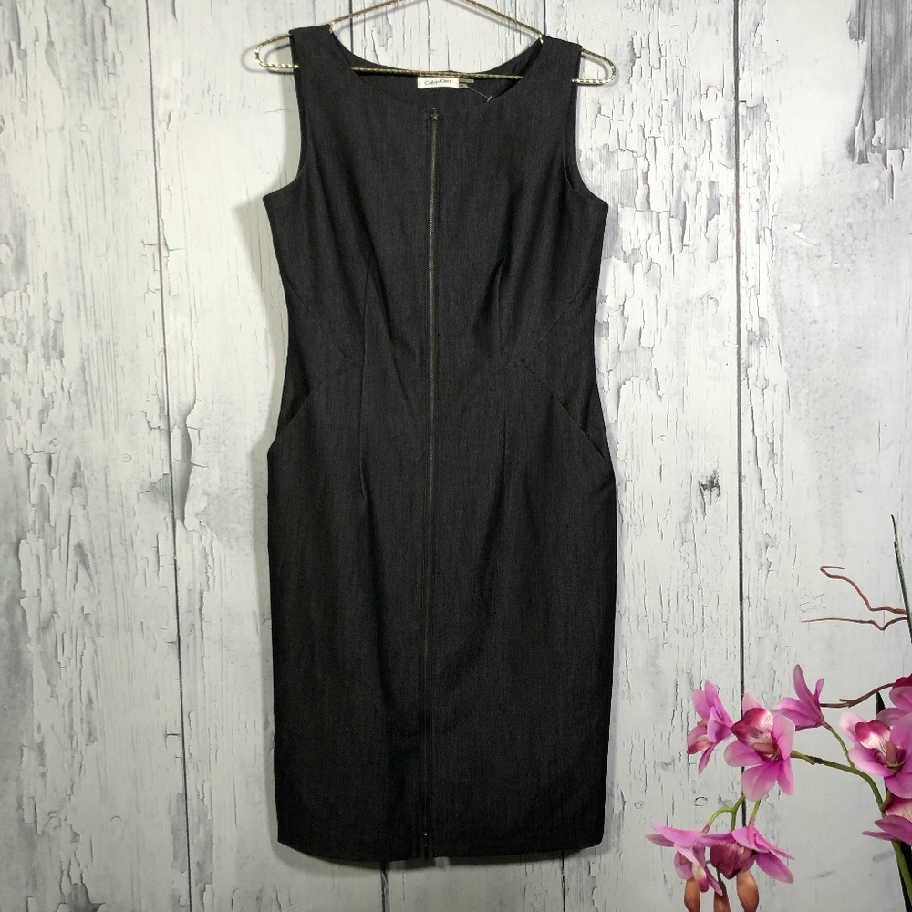 Calvin Klein Dark Gray Sleeveless Dress Sz 8 NWOT